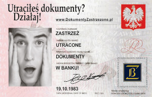 Zdjęcie przedstawia informację o zastrzeżeniu dokumentów