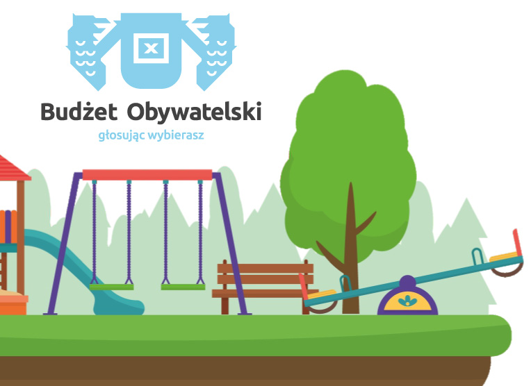 Grafika Budżetu Obywatelskiego plac zabaw i logo