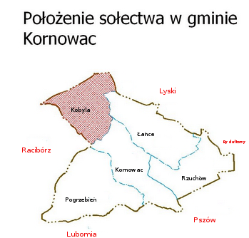 Mapa położenie sołectwa w gminie Kornowac [349x334]