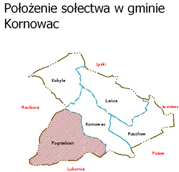 Mapa Położenie sołectwa w gminie Kornowac [352x338]