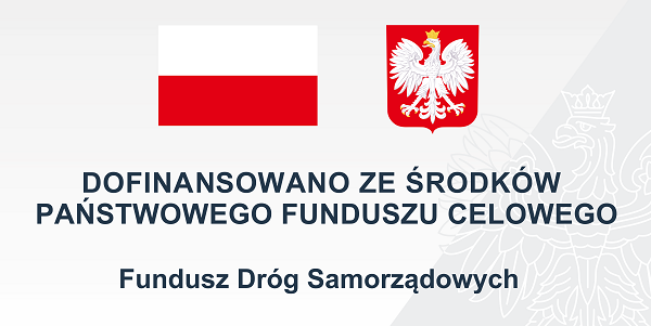 Flaga i godło Polski Napis Fundusz Dróg Samorządowych [600x301]