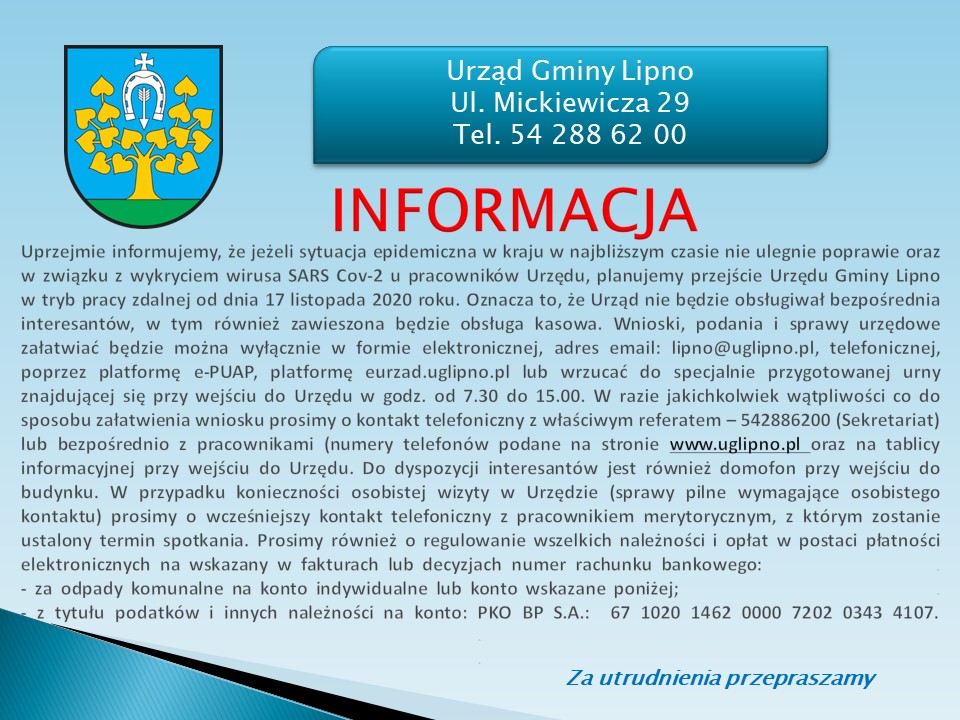 Informacja na niebieskim tle zgodnie z artykułem.