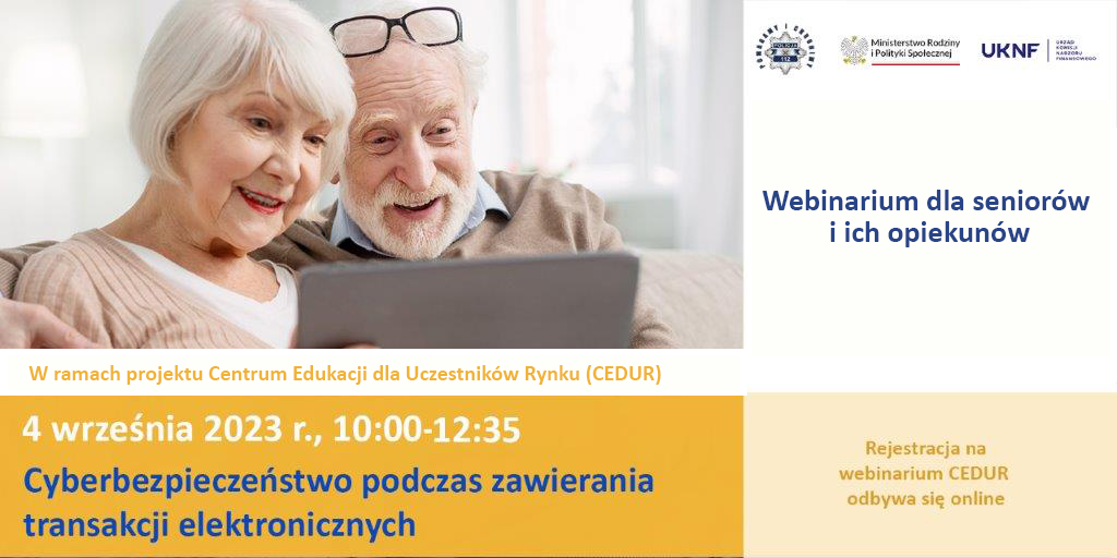 Grafika - webinarium CEDUR dla seniorów i ich opiekunów