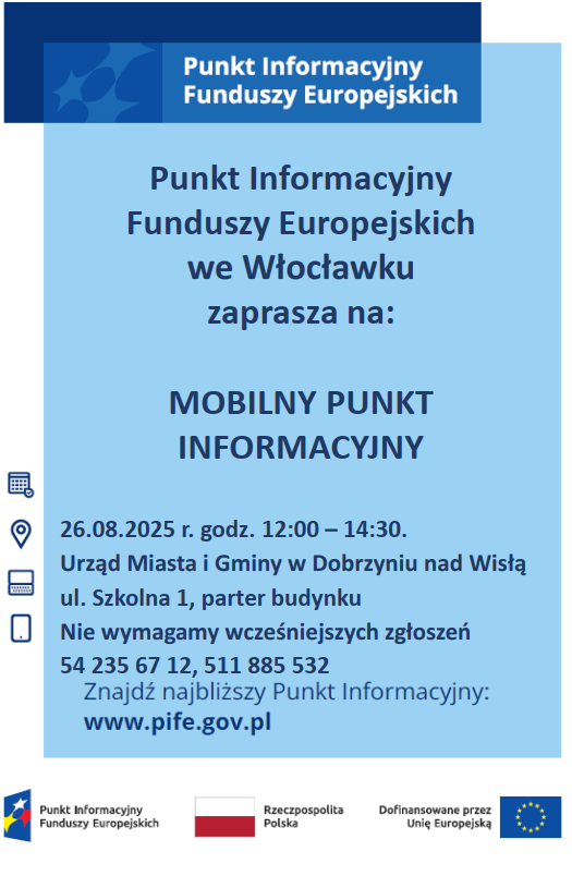 Lokalny Punkt Informacyjny we Włocławku zaprasza na indywidualne konsultacje w ramach Mobilnych Punktów Informacyjnych.