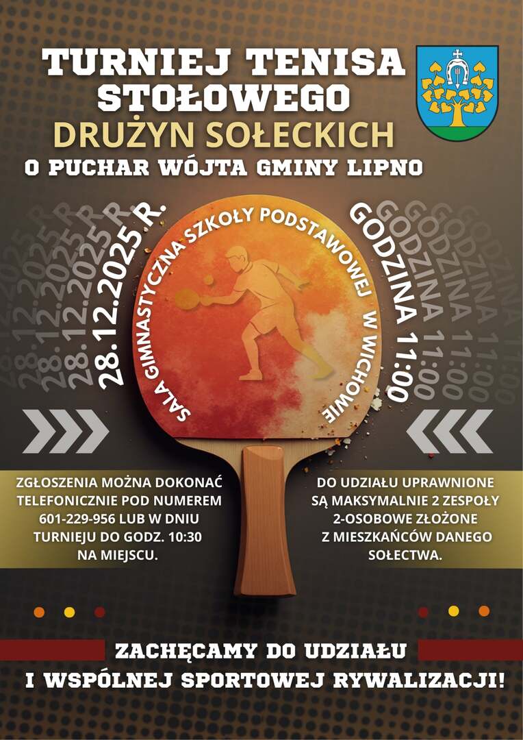 Turniej Tenisa Stołowego Drużyn Sołeckich o Puchar Wójta Gminy Lipno