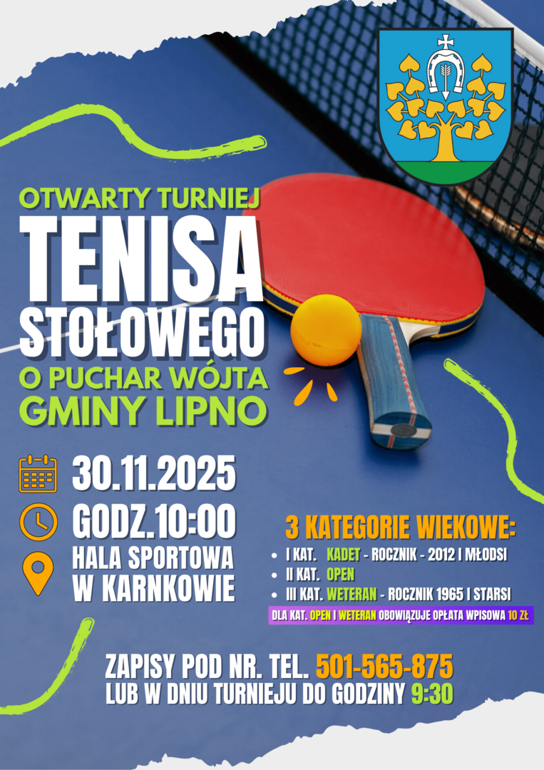 Otwarty Turniej Tenisa Stołowego o puchar Wójta Gminy Lipno
