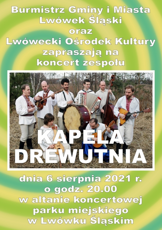 Koncert zespołu Kapela Drewutnia 6 sierpnia w Parku Miejskim