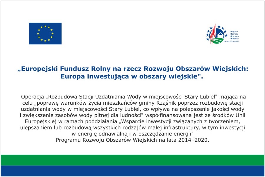 Rozbudowa stacji uzdatniania wody w miejscowości Stary Lubiel