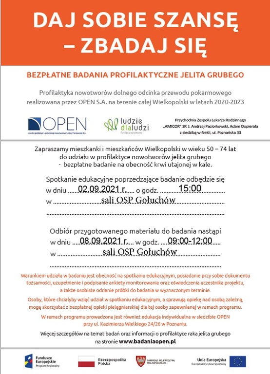 Plakat - Bezpłatne badania profilaktyczne jelita grubego