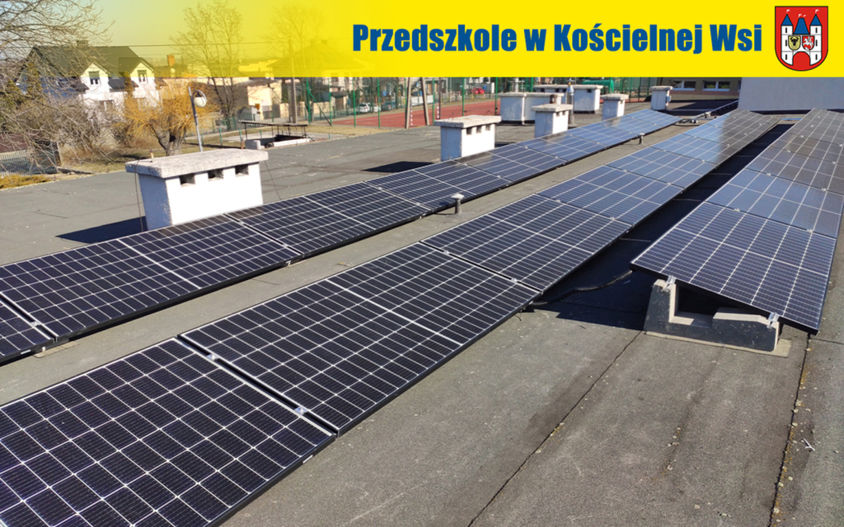 Grafika - gmina inwestuje w fotowoltaikę (przedszkole w Kościelnej Wsi)