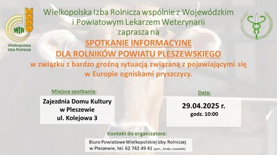 Plakat informacyjny - spotkanie ws. pryszczycy