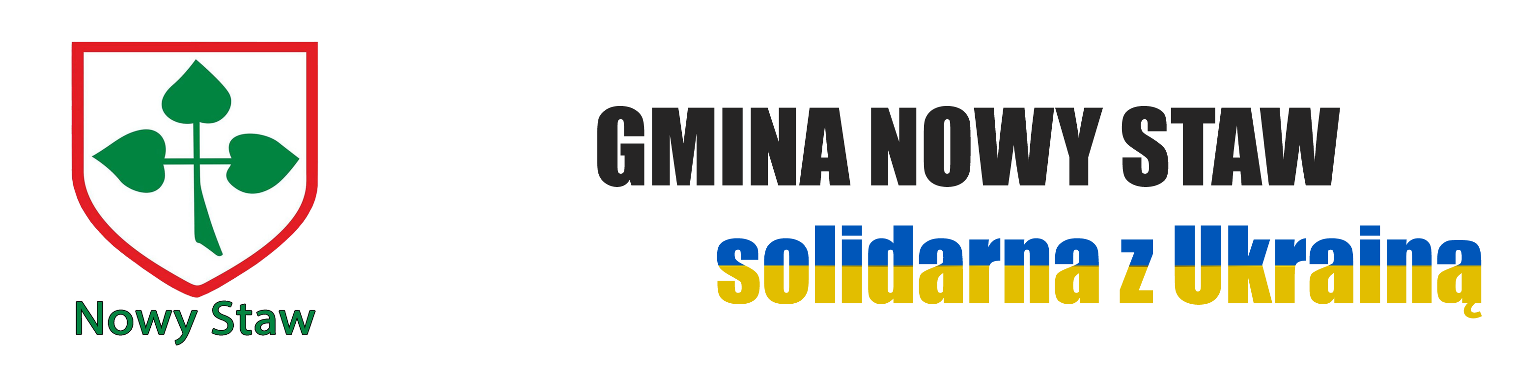 Logo Urzędu Nowego Stawu i flaga Ukrainy