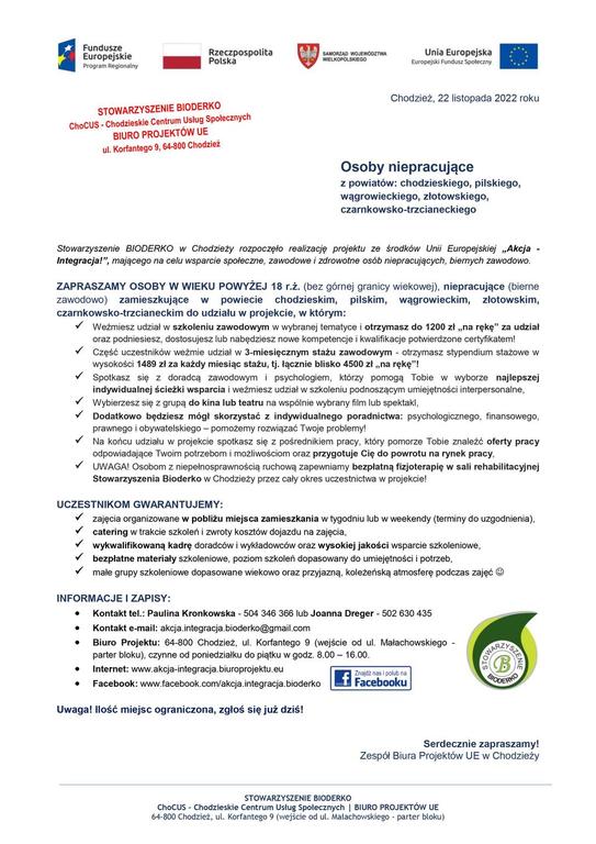 Ulotka informacyjna dot. Akcji Integracji