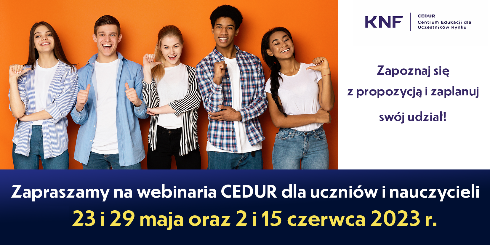 Grafika informująca o webinariach.