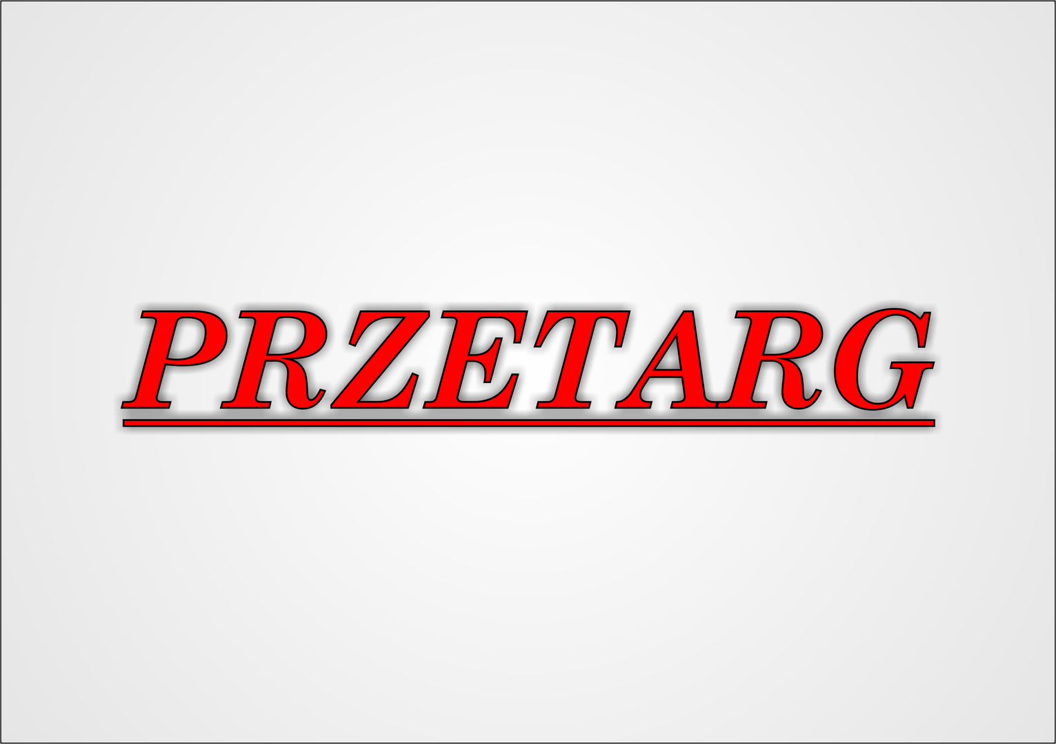 Czerwony podkreślony napis "Przetarg"