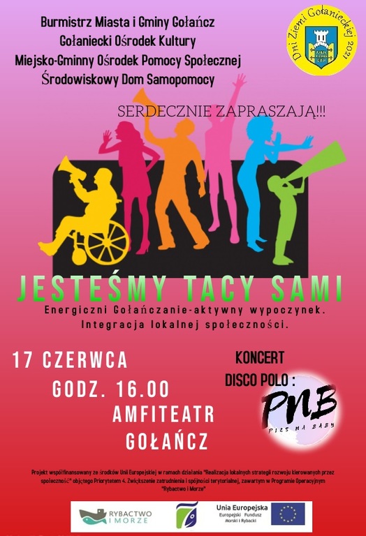 Plakat informujący o wydarzeniu "Jesteśmy Tacy Sami" i mającym odbyć się w jego trakcie koncercie