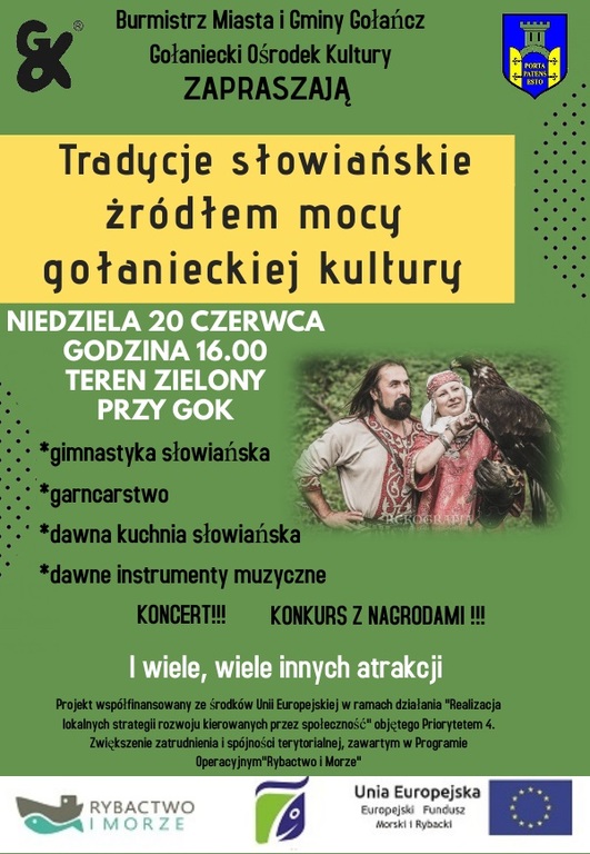Plakat promujący wydarzenie "Tradycje słowiańskie źródłem mocy gołanieckiej kultury"