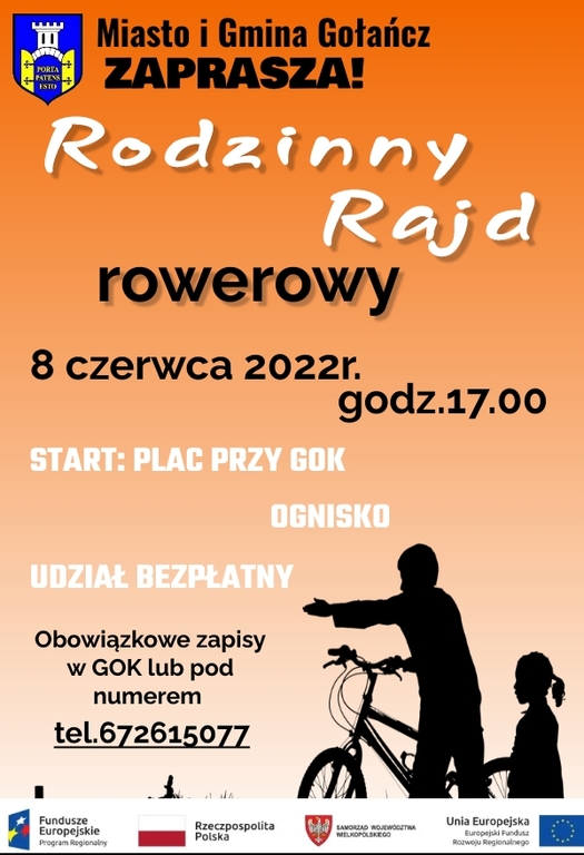 Plakat informujący o rajdzie rowerowym, odbywającym się 8.06.2022 r. o godz. 17:00.