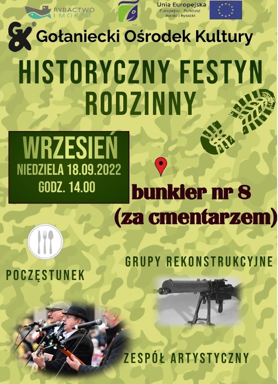 Plakat informujący o festynie rodzinnym przy bunkrze nr 8 w Gołańczy