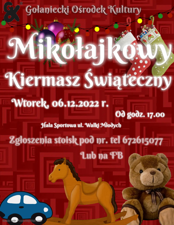 Plakat informujący o kiermaszu