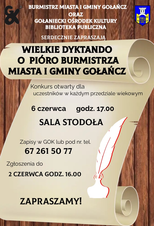 Plakat informujący o dyktandzie