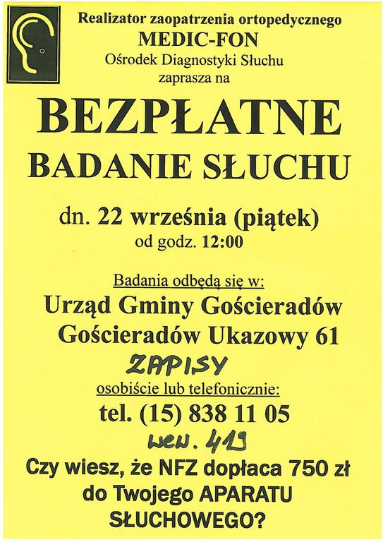 Ulotka - badanie słuchu (link otworzy duże zdjęcie)