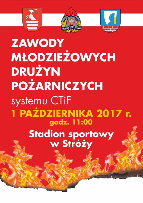1 pażdziernika 2017 roku o godzinie 11:00 na stadionie sportowym w Stróży odbędą się Zawody Młodzież (link otworzy duże zdjęcie)