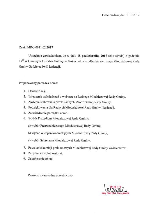 Sesja Młodzieżowej Rady Gminy Gościeradów (link otworzy duże zdjęcie)