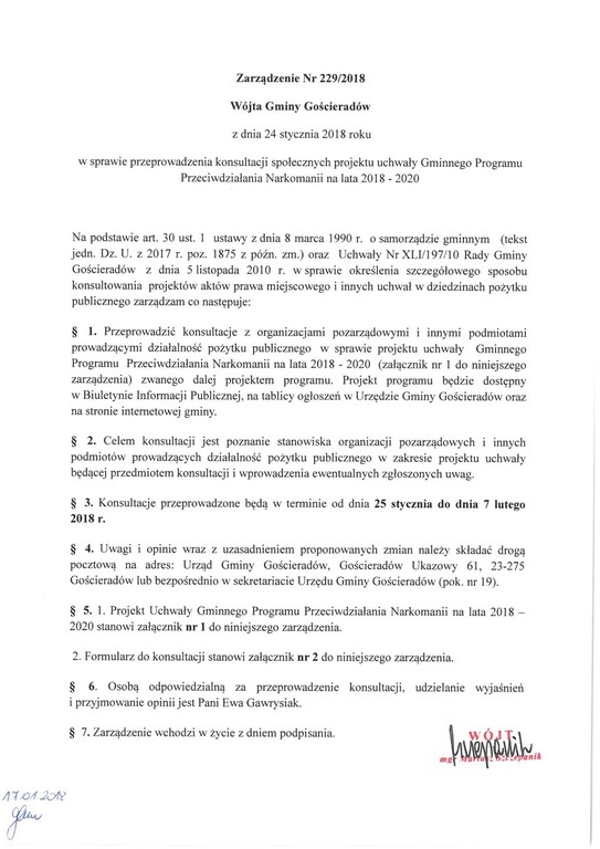 Zarządzenie Wójta Gminy Gościeradów (link otworzy duże zdjęcie)
