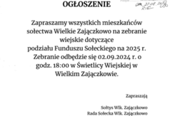 Informacja - zebranie wiejskie w Wielkim Zajączkowie (link otworzy duże zdjęcie)
