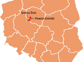 Mapa Polski z zaznaczeniem położenia gminy Żnin