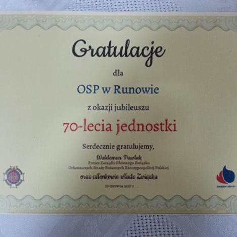 Zdjęcie z galerii Jubileusz 70-lecia OSP Runowo