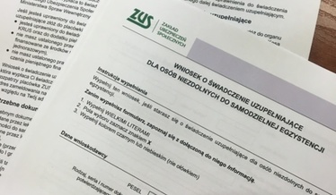 Wniosek o świadczenie uzupełniające dla osób niezdolnych do samodzielnej egzystencji - zdjęcia formu