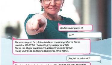 Plakat, zaproszenie na badanie mammograficzne