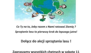 Plakat o akcji sprzątania lasu