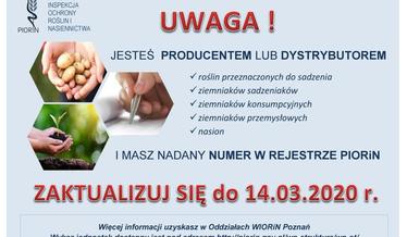 Informacja dla producentów lub dystrybutorów ziemniaków