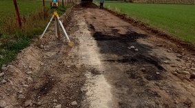Korytowanie drogi na odcinku od km 0+692 do km 1+677.