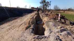 Budowa kanalizacji deszczowej na odcinku od km 0+598 do km 0+722.