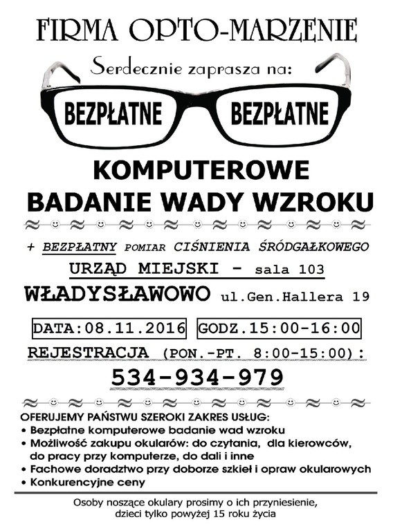 Zapraszamy Państwa do skorzystania z bezpłatnego komputerowego badania wady wzroku, które odbędzie s