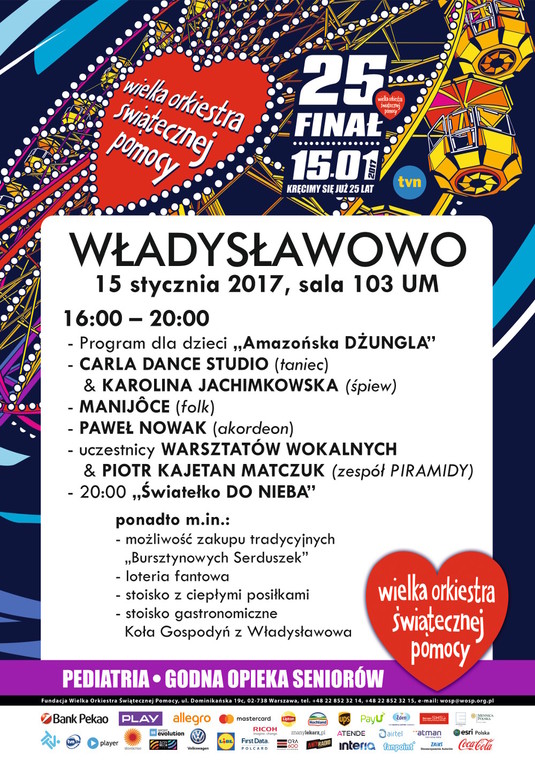 25. finał Wielkiej Orkiestry Świątecznej Pomocy Władysławowo 2017