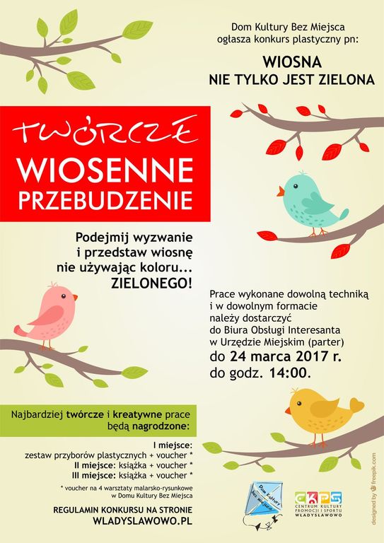 Konkurs plastyczny Wiosenne przebudzenie - wiosna nie tylko jest zielona