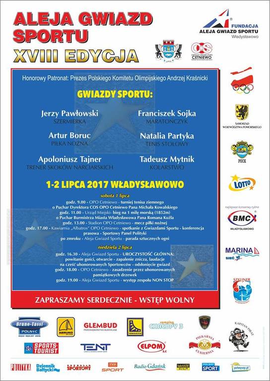 XVIII edycja Alei Gwiazd Sportu, Władysławowo, 1-2 lipca 2017