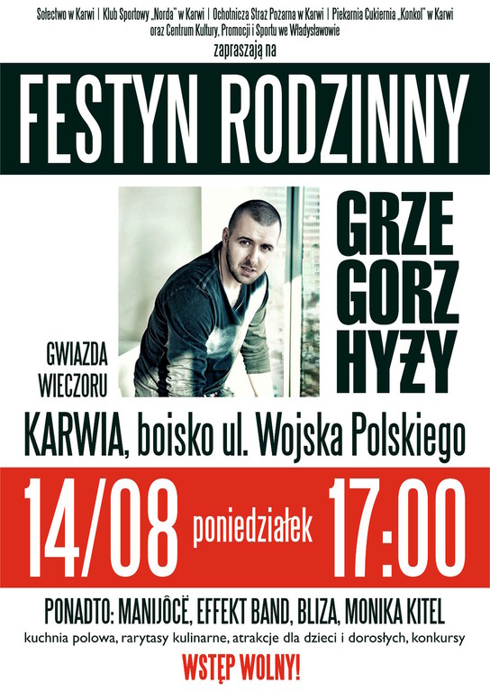 Festyn Rodzinny w Karwi, Grzegorz Hyży koncert