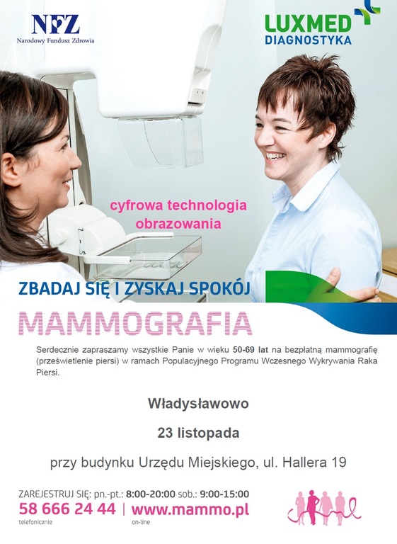 Bezpłatne badania mammograficzne we Władysławowie