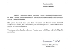 Zmarł Johann Tiedemann z Lamstedt
