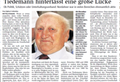 Zmarł Johann Tiedemann z Lamstedt