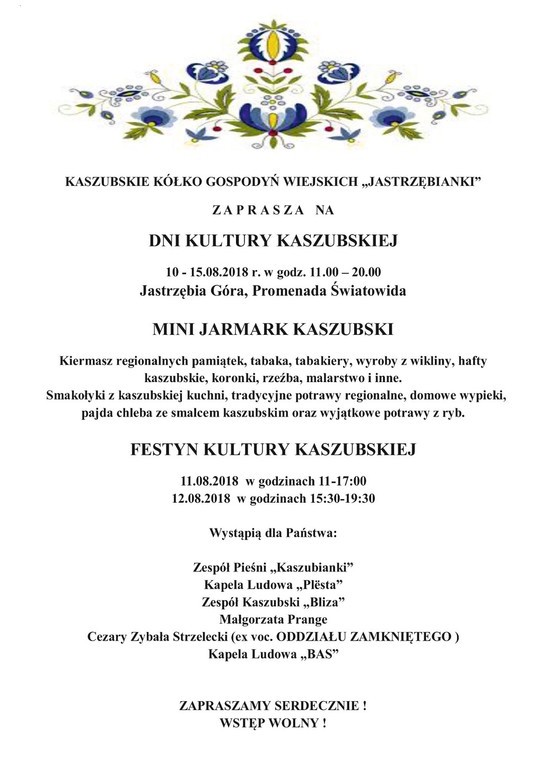 Dni Kultury Kaszubskiej - Jastrzębia Góra 10-15.08.18