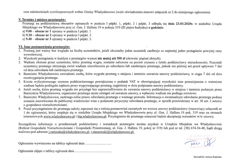 Ogłoszenie o przetargu na poddzierżawę części nieruchomości stanowiących będących w dzierżawie Gminy Władysławowo z przeznaczeniem handlu obnośnego na plażach administracyjnych Gminy Władysławowo 3