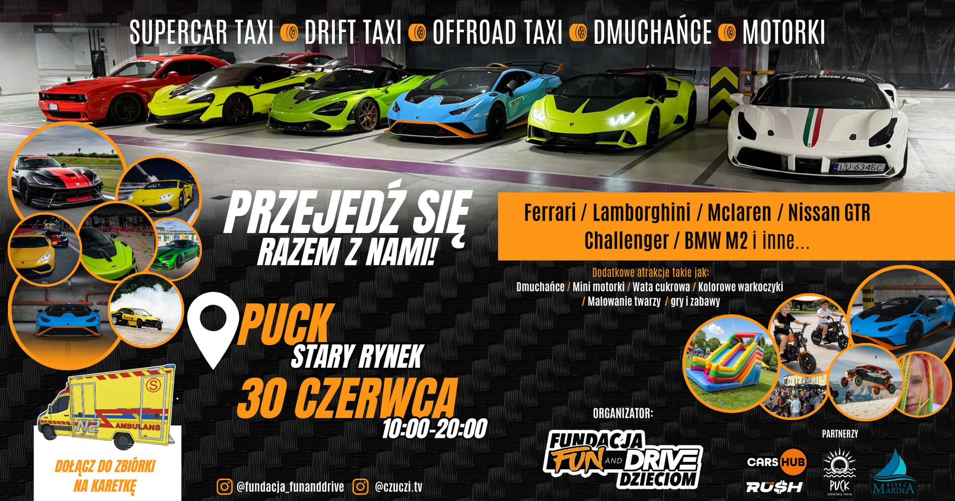 Puck. Przejażdżki Lamborghini i Ferrari pomogą w zbiórce na karetkę dla dzieci