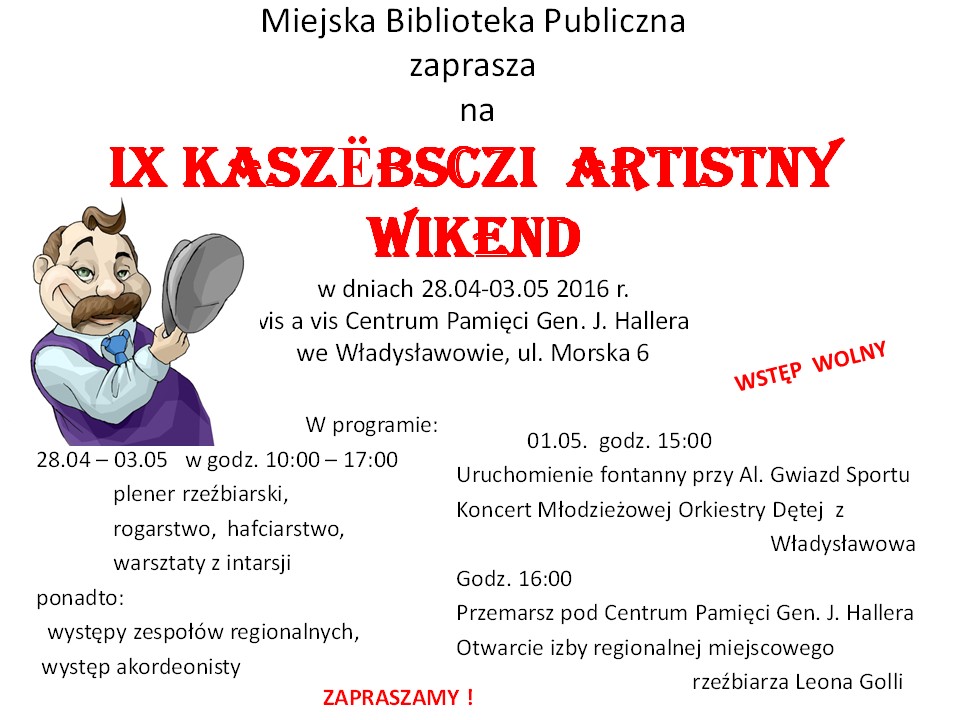 IX Kaszubski Weekend Artystyczny - program, a w nim m.in. uruchomienie fontanny na Alei Gwiazd Sport